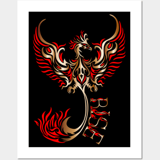 Rise up like a Phoenix from the ashes. Copper and Red Phoenix in a Tribal / Tattoo Art style Posters and Art